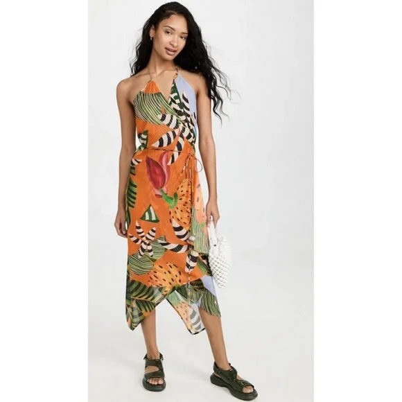 FARM RIO Striped Bananas Cover-Up Dress ~ Multi-Color Tropical Print Medium NWOT - Picture 10 of 16